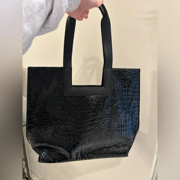 Calvin Klein Black Croc-Patterned Tote - Picture 3 of 4